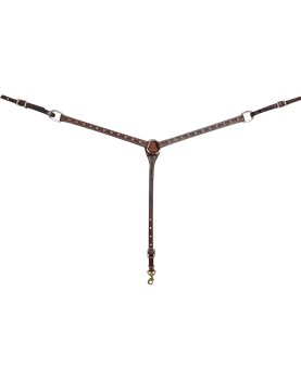 Collier de chasse Martin Saddlery en cuir Chocolate Antique Copper Rope Edge Dots 1 inch / 2,5 cm