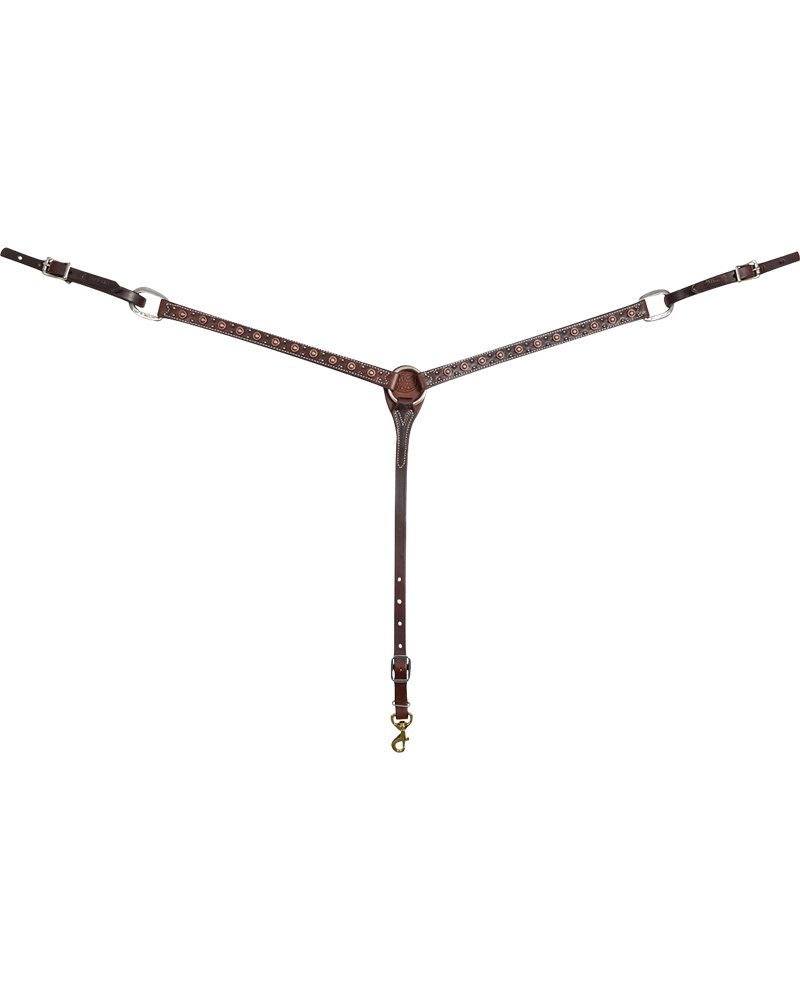 Collier de chasse Martin Saddlery en cuir Chocolate Antique Copper Rope Edge Dots 1 inch / 2,5 cm