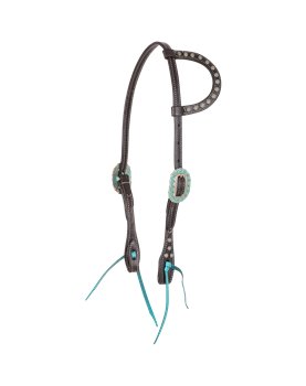 TURQUOISE ACCENTED Antiqued Dots HEADSTALL Martin Saddlery