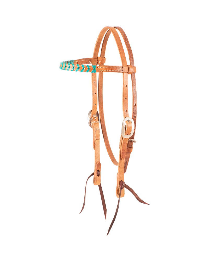 Bride en cuir naturel Harness laçage Turquoise Martin Saddlery 