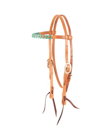 Bride en cuir naturel Harness laçage Turquoise Martin Saddlery 