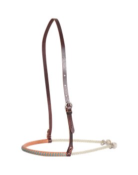 Noseband simple corde avec cuir naturel laçage Turquoise Martin Saddlery 