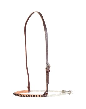 Noseband simple corde avec cuir naturel laçage Turquoise Martin Saddlery 
