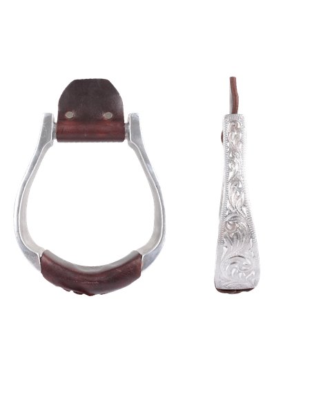 ENGRAVED ALUMINUM OXBOW STIRRUP 1-1/4" DEEP Martin Saddlery