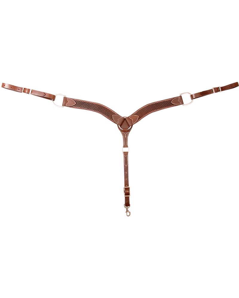 Collier de chasse Cashel en cuir avec motifs Basket 5 cm Chocolate