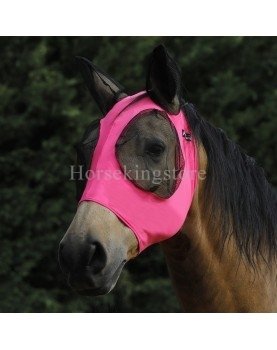Lycra anti-fly mask with ear cover net PRO-TECH HOT PINK