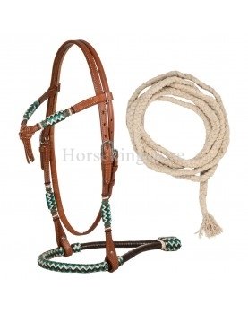 POOL'S Bosal bridle with cotton mecate reins turquoise