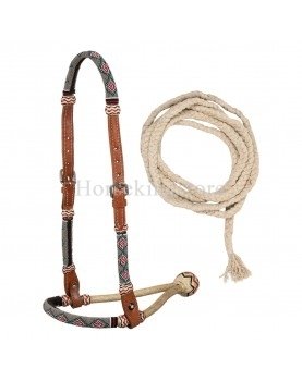 POOL'S Sand pearls bosal set with cotton mecate reins