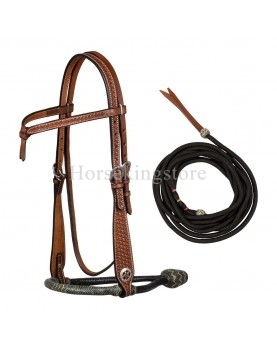 Bosal Pool's avec bride en cuir Chestnut et mécates en coton