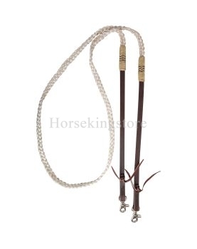 Rênes de Roping tressée avec Rawhide Cashel ajustable White