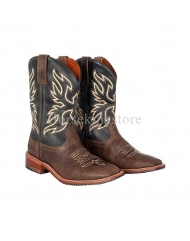 Western Black Square Boots Pool's Unisex