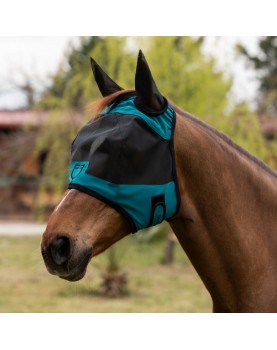 Fly mask with front logo Equestro UV Protective Petrol