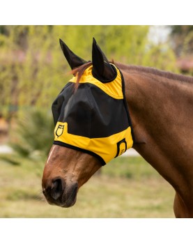 Fly mask with front logo Equestro UV Protective Yellow
