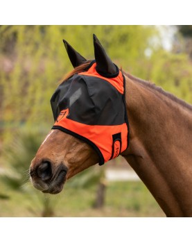 Fly mask with front logo Equestro UV Protective GRENADINE
