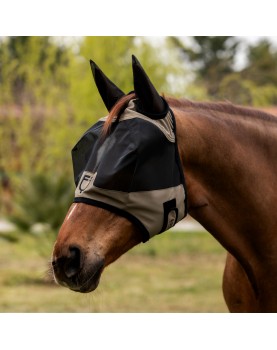 Fly mask with front logo Equestro UV Protective WALNUT