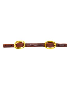 DOUBLED AND STITCHED HARNESS LEATHER CURB STRAP