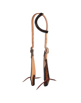 POOL'S ONE EAR WESTERN BRIDLE DARK FLORAL TOOLING