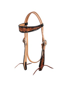 POOL'S WESTERN BRIDLE DARK FLORAL TOOLING