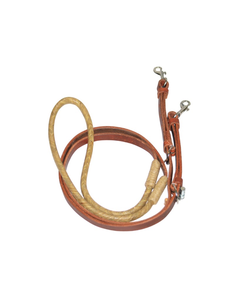 Pool's barrel reins in leather and rawhide