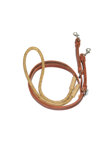 Pool's barrel reins in leather and rawhide