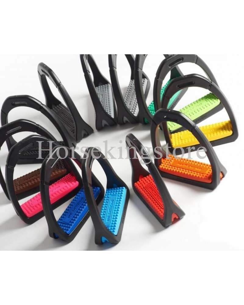 Polymer stirrups with colored rubber pads Polymer stirrups with colored rubber pads