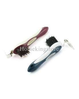 SS hoof pick w/rubber handle and brush