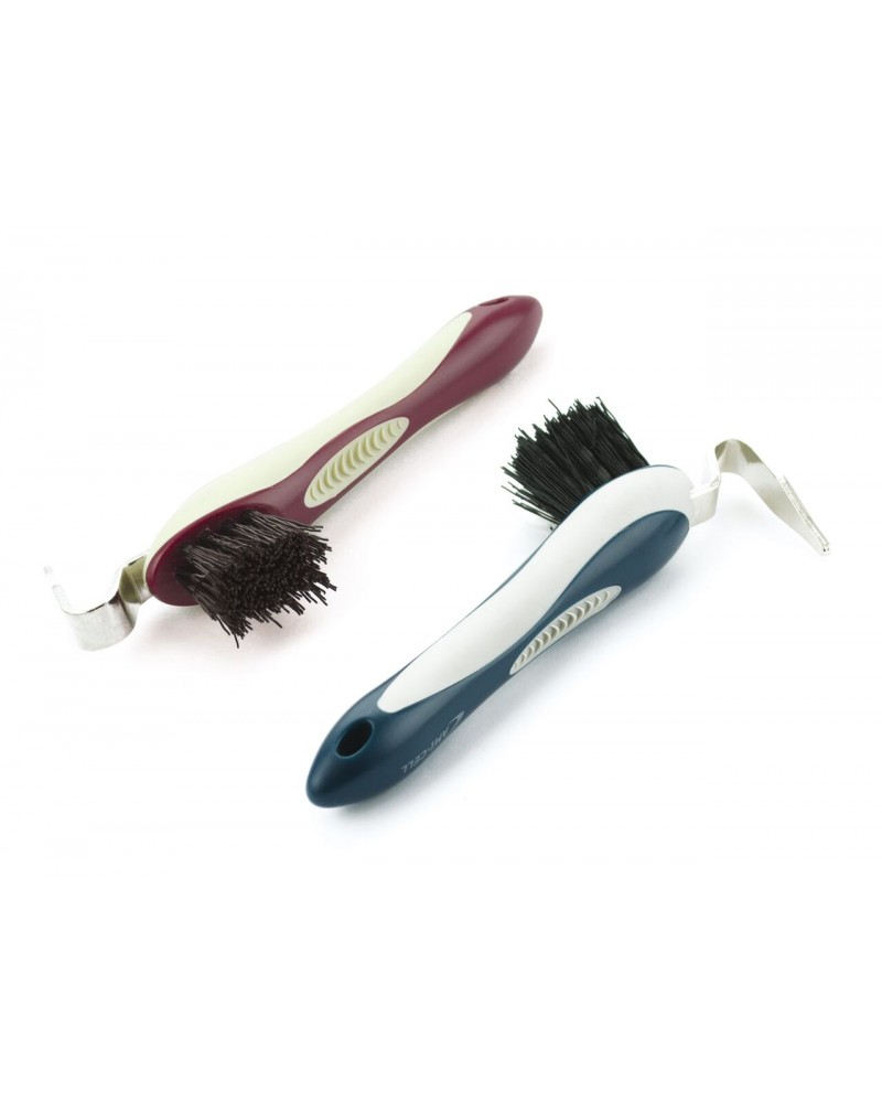 SS hoof pick w/rubber handle and brush