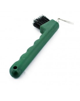 Plastic hoof pick with brush