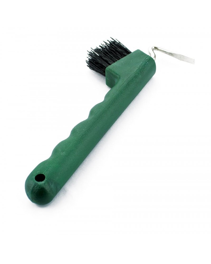 Plastic hoof pick with brush