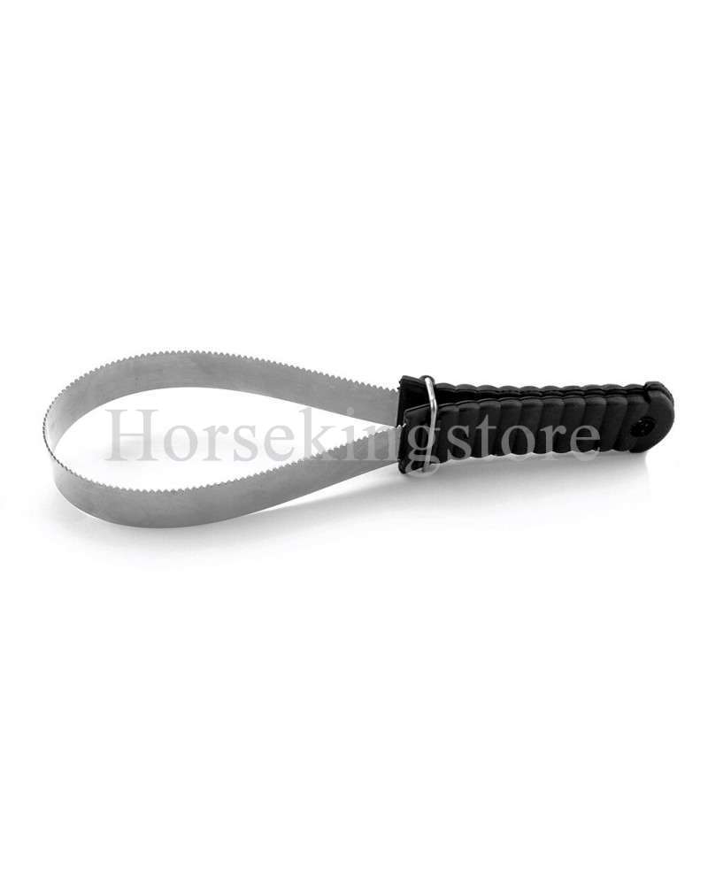 Metal smooth and serrated blade sweat scraper