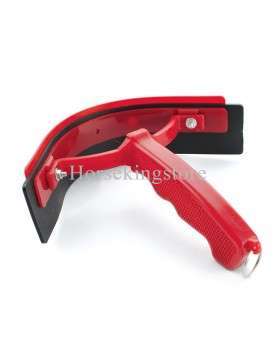 Plastic curved sweat scraper with handle