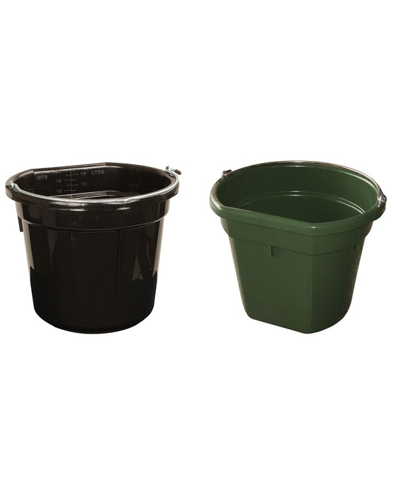 Plastic feed and water bucket with handle