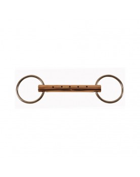 Unjointed copper mouth snaffle bit stainless steel 18 x 65 mm