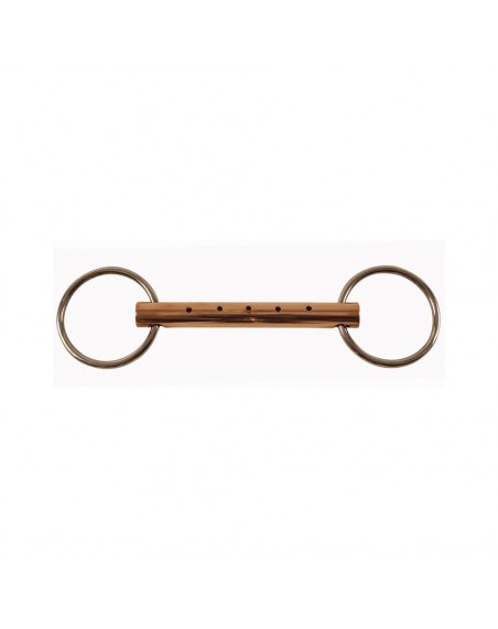 Unjointed copper mouth snaffle bit stainless steel 18 x 65 mm