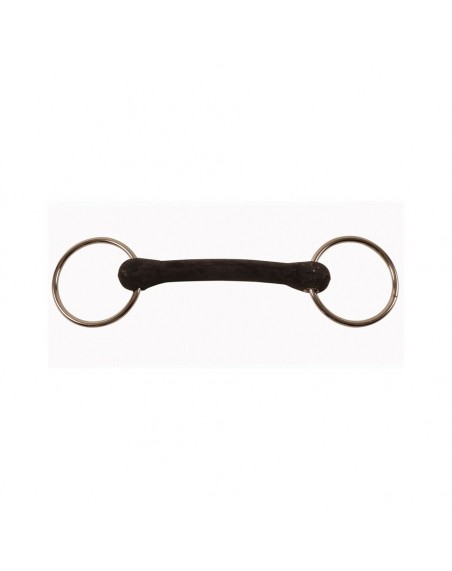 Unjointed soft rubber mouth snaffle bit stainless steel 18 x 65 mm