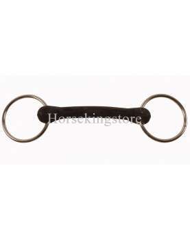 Unjointed hard rubber snaffle bit stainless steel 21 x 65 mm