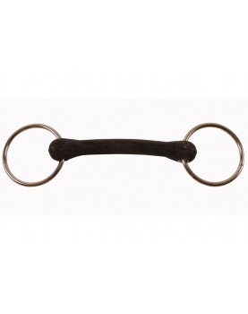 Unjointed hard rubber snaffle bit stainless steel 21 x 65 mm