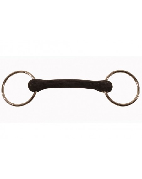 Unjointed hard rubber snaffle bit stainless steel 21 x 65 mm