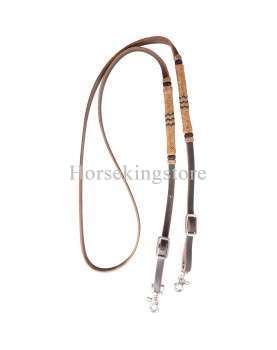 1/2" HARNESS ROPING REIN WITH RAWHIDE Natural Martin Saddlery