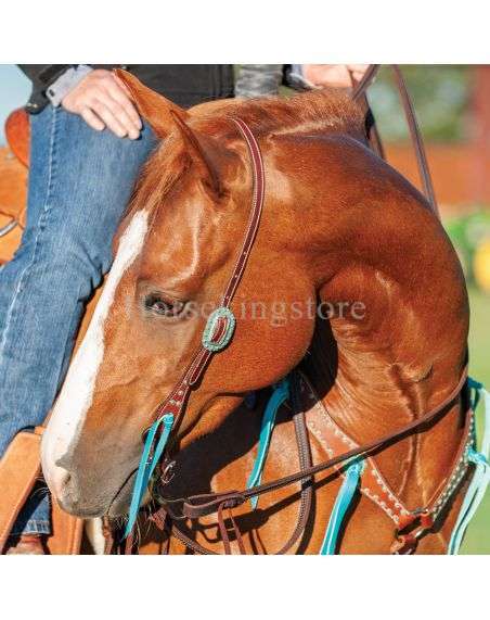 TURQUOISE ACCENTED Antiqued Dots HEADSTALL Martin Saddlery