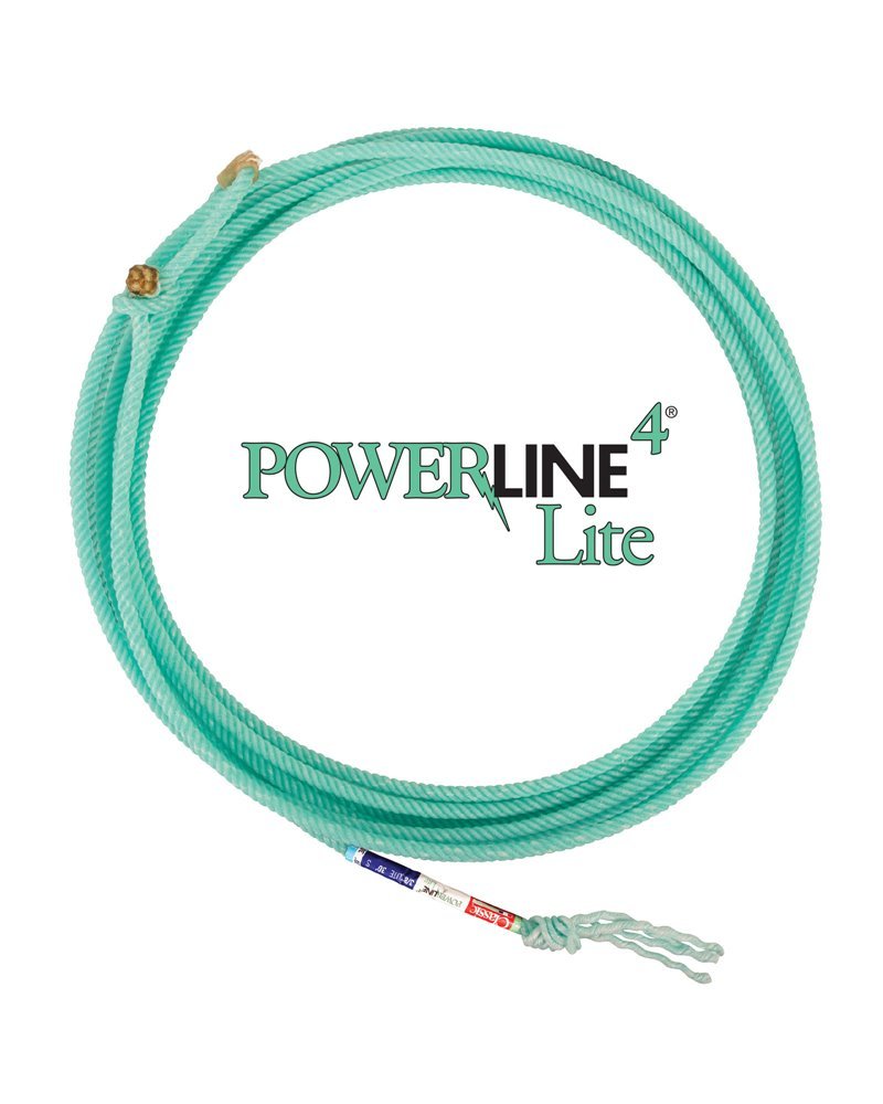 Corde / Lasso vert Classic PowerLine Lite en nylon, avec embouts tressés et étiquettes colorées.