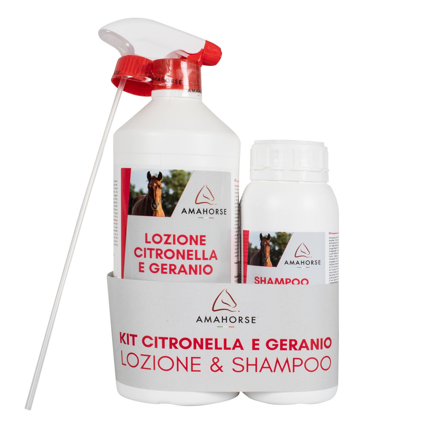 Kit essentiel pour la protection contre les insectes : lotion Citronnelle et Géranium pour les repousser et shampoing à la citronnelle pour revitaliser le pelage. Protection complète et revitalisante en un seul kit.